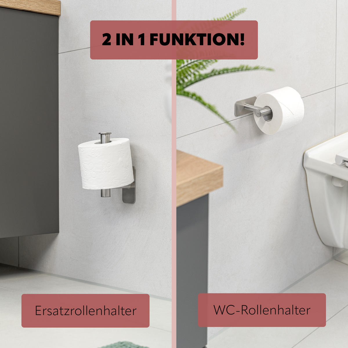 TOILETTENPAPIERHALTER PIAZZA TAPE, Edelstahl, matt - Edelstahlfarben, Metall (16.8/4.5/8.5cm) - bremermann