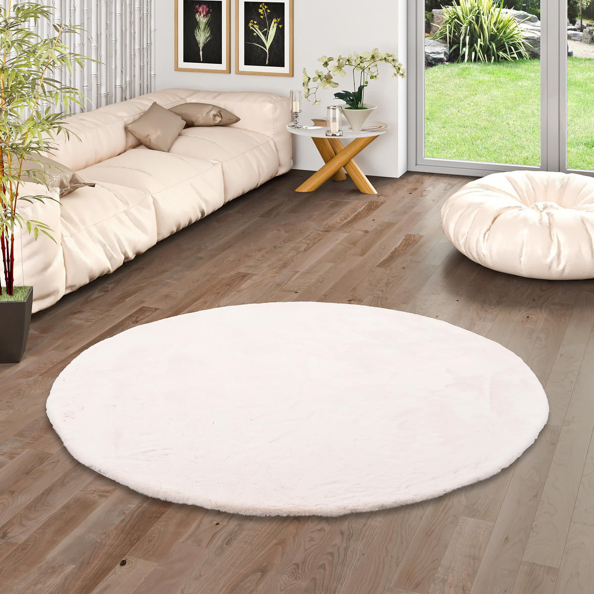 FELLTEPPICH LUXUS SUPER SOFT PLUSH RUND - Creme, Textil (80/80cm) - Pergamon
