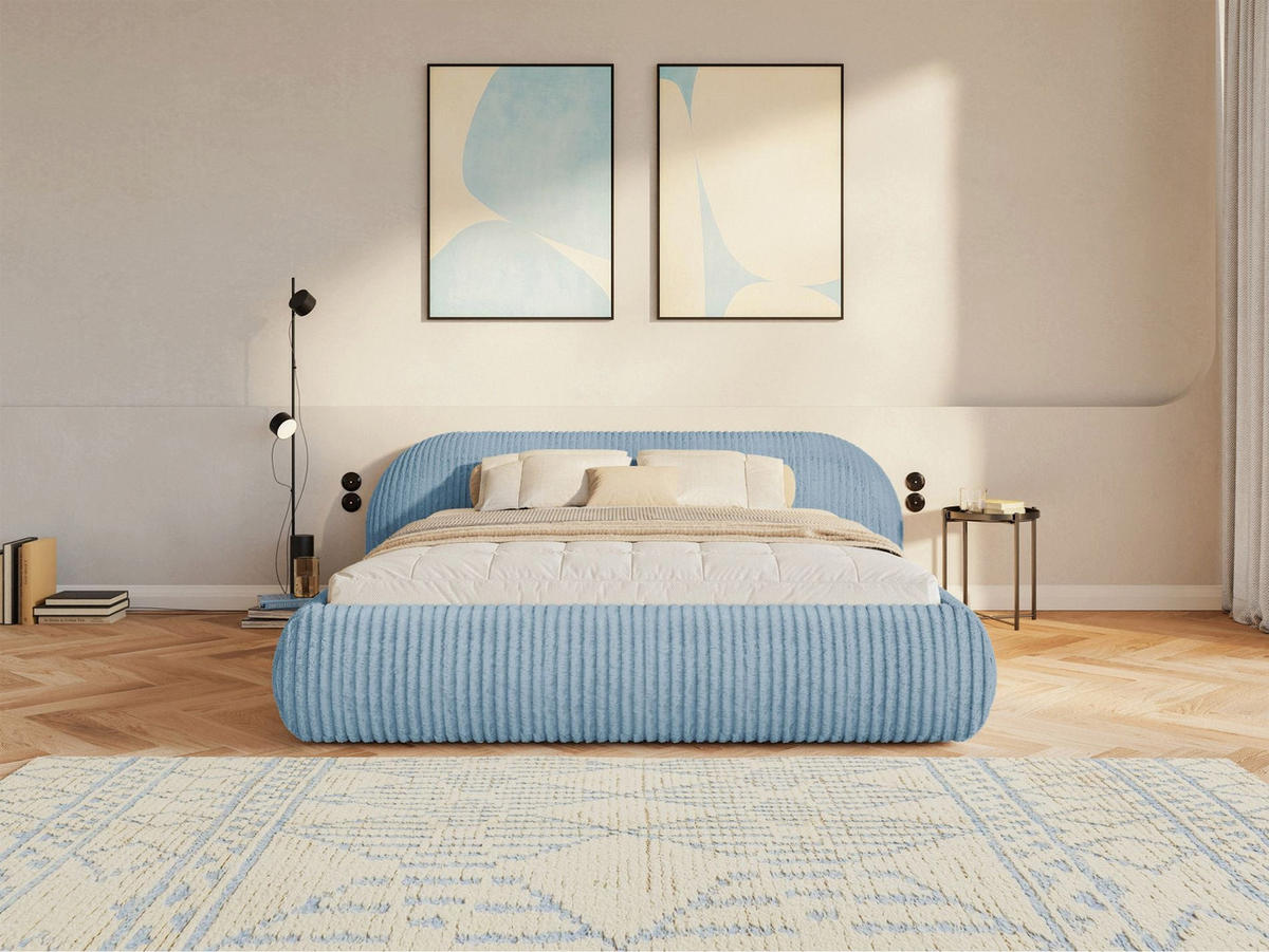 POLSTERBETT Shels Low Blau 140x200 cm - Blau/Schwarz, Kunststoff/Textil (140/200cm) - Selsey