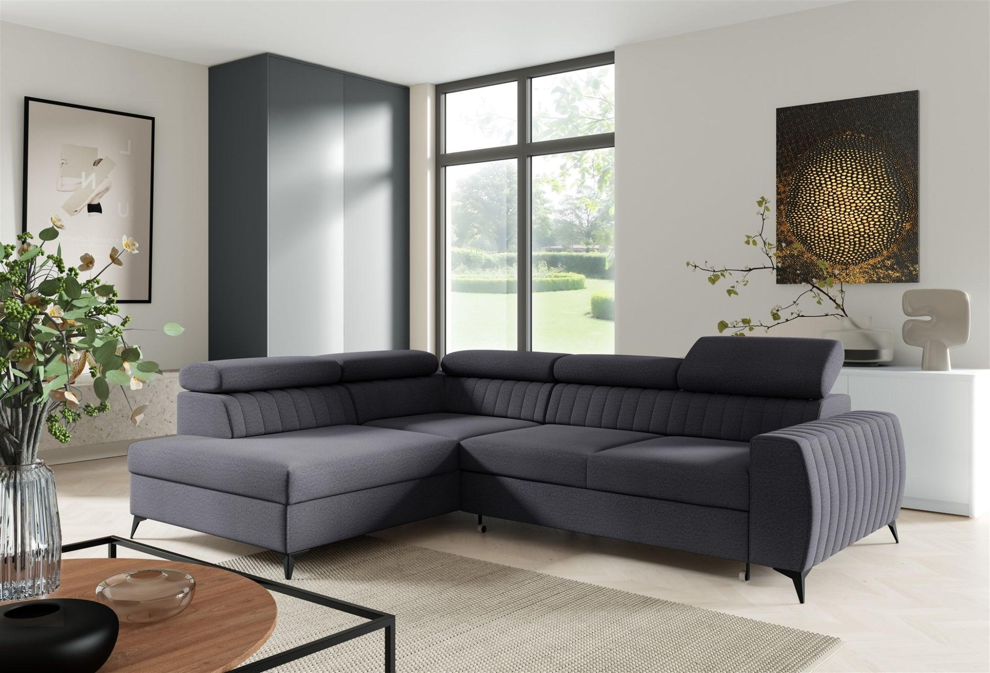 ECKSOFA Toronto - Dunkelgrau, Holzwerkstoff/Textil (270/200cm) - Fun Möbel