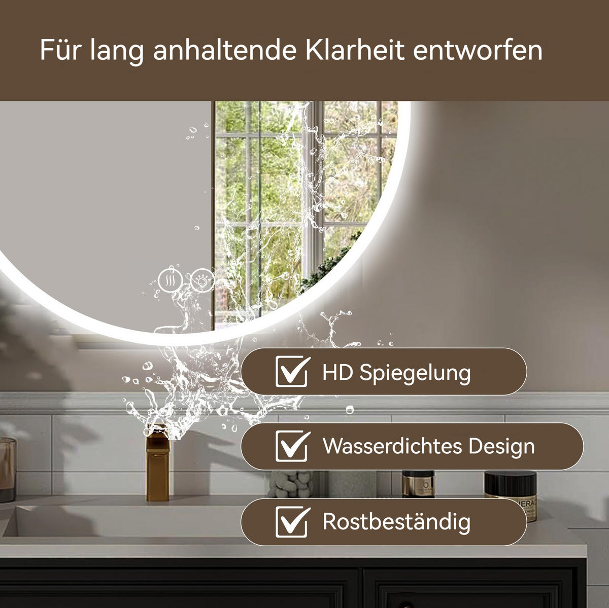 WANDSPIEGEL 80/3/80 cm silber aus Glas und Metall mit Anti-Beschlag, dimmbar - Silberfarben, Glas (80/3/80cm) - OKWISH