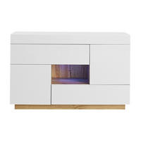 SIDEBOARD Weiß 120/37/75.5 cm LED-Beleuchtung Schubladen - Weiß, Holzwerkstoff (120/76.5/37cm) - PANGIVO