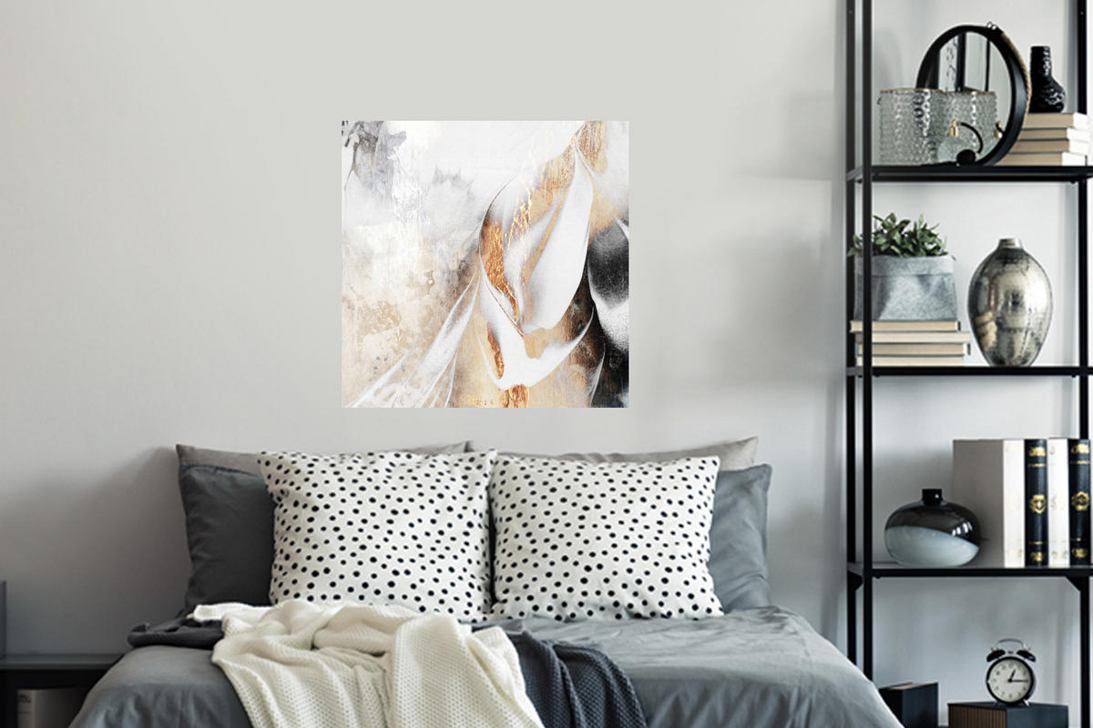 WANDTATTOO Luxus - Abstrakt - Gold - Weiß 50x50 cm - Goldfarben, Kunststoff (50/50/0.1cm) - MuchoWow