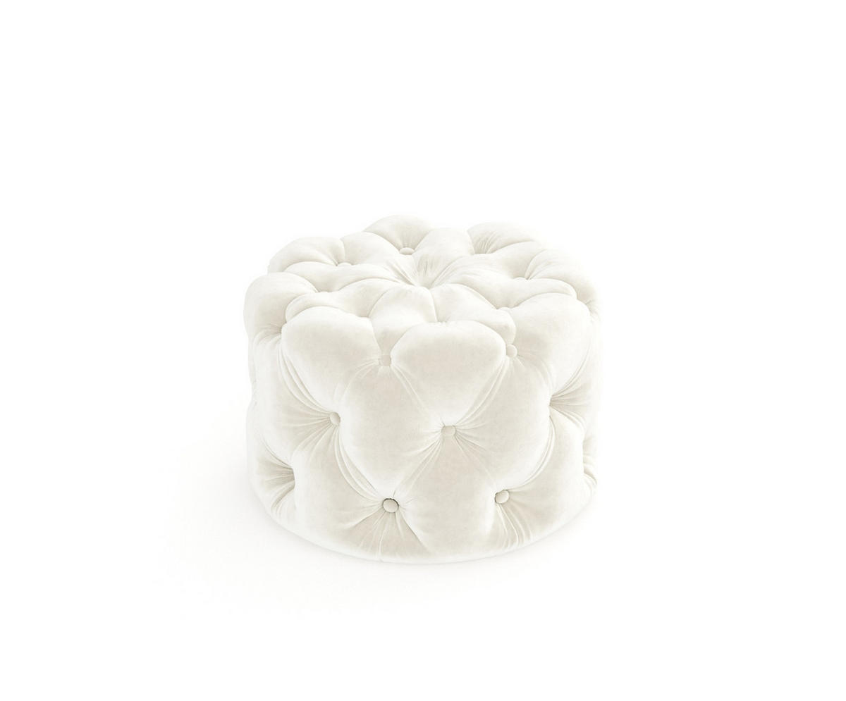 POUF Cosimo Creme Samtstoff - Creme/Schwarz, Holz/Holzwerkstoff (60/40/60cm) - Maison de Reve