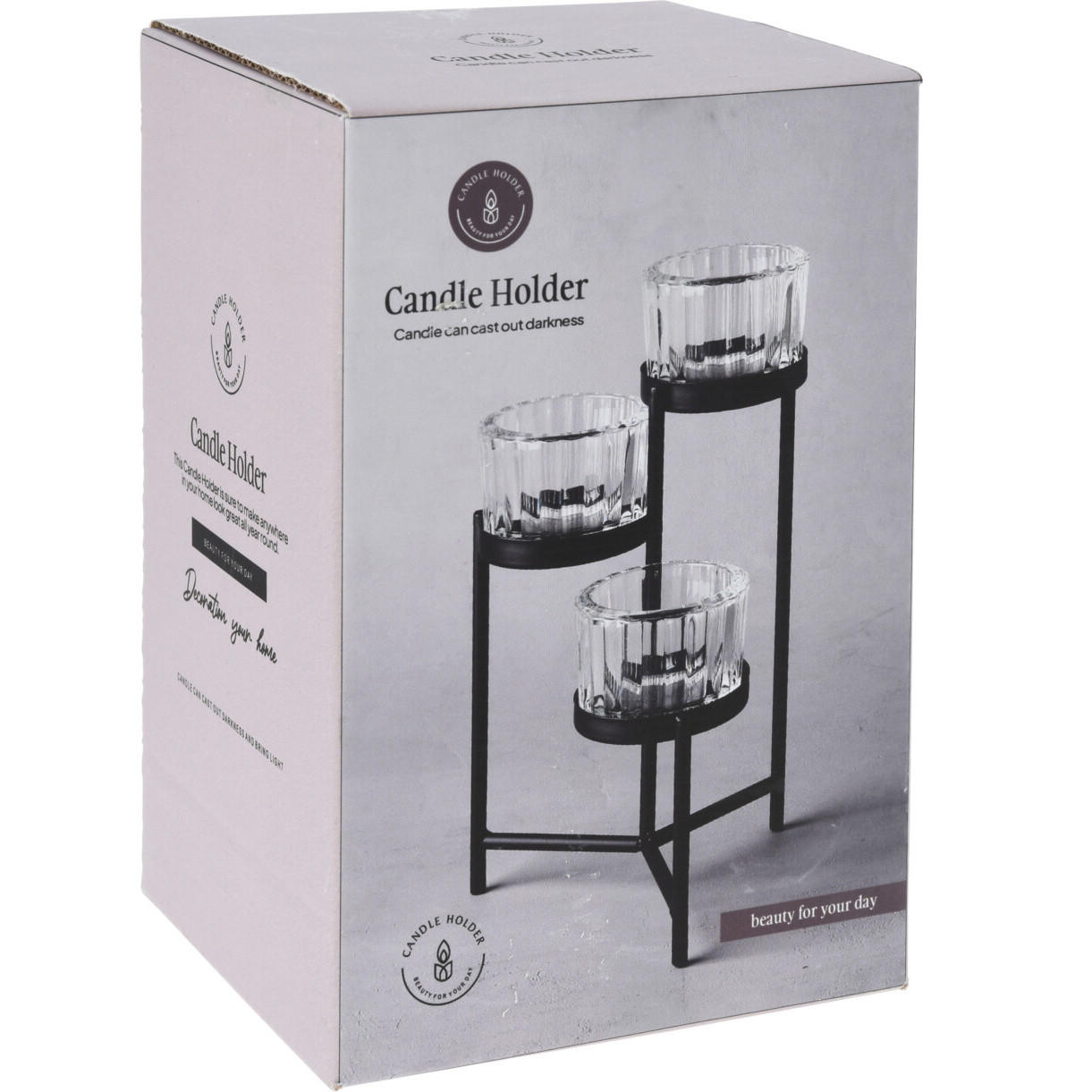 KERZENHALTER Metall und Glas 10/10/16 cm - Schwarz, Metall (10/16/10cm) - Home Styling Collection