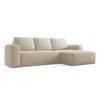 ECKSOFA mit Schlaffunktion Chenille Stoff Beige - Beige/Schwarz, Kunststoff/Textil (258/160cm) - Makamii