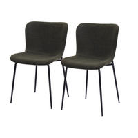 STUHL-SET DE-36870 2 Stück mit Stoffbezug und Metallbeinen Smaragdgrün - Dunkelgrün, Metall (48/80/55cm) - ComfortXL