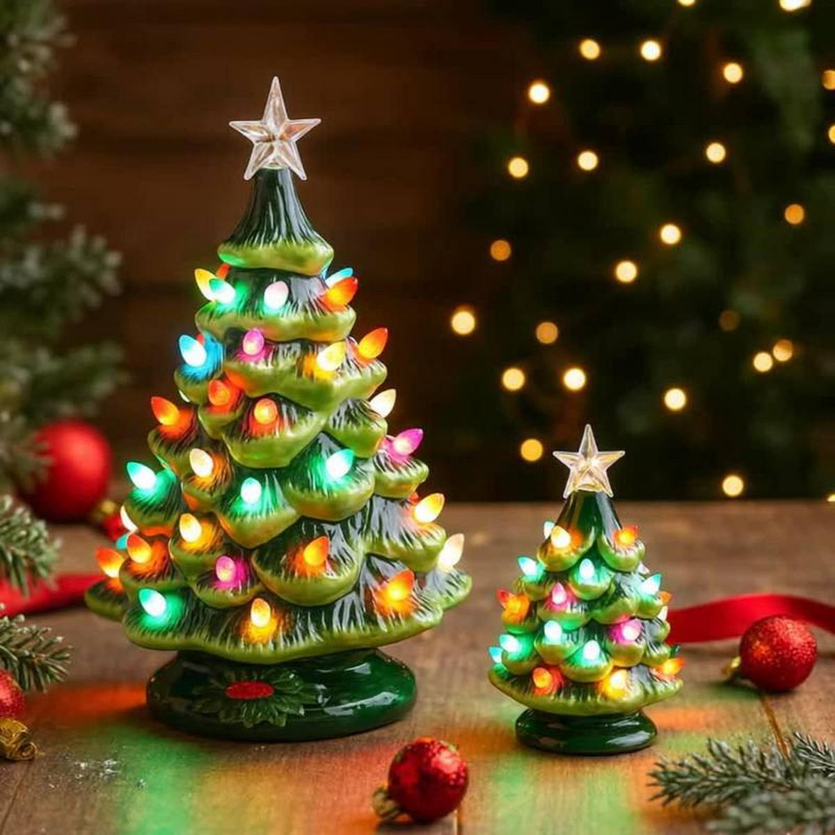 LEDFIGUR Starferno, Grün, 30.5 x 17.5 x 18.6 cm, Dekorative Weihnachtsdeko - Grün, Keramik (17.5/30.5/18.6cm) - home&you