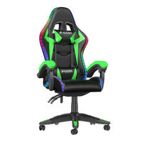LED GAMING SZÉK Fekete-Zöld,Állítható Magasság,Deréktámasz,Fejtámasz - zelena, koža (53.5/117/54cm) - Rattantree