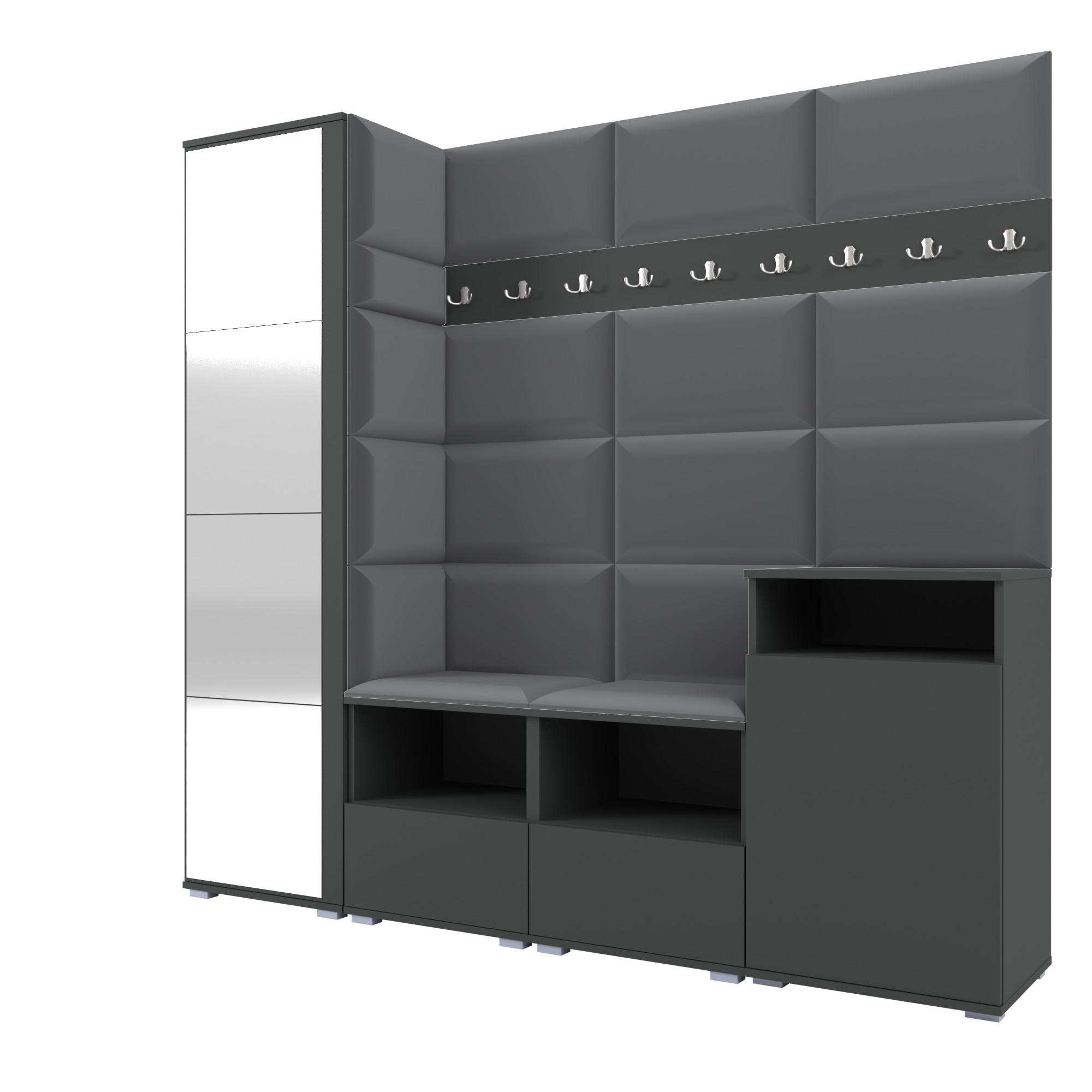 Ravio Garderobe Graphit, Dunkelgrau 200x187x40 cm