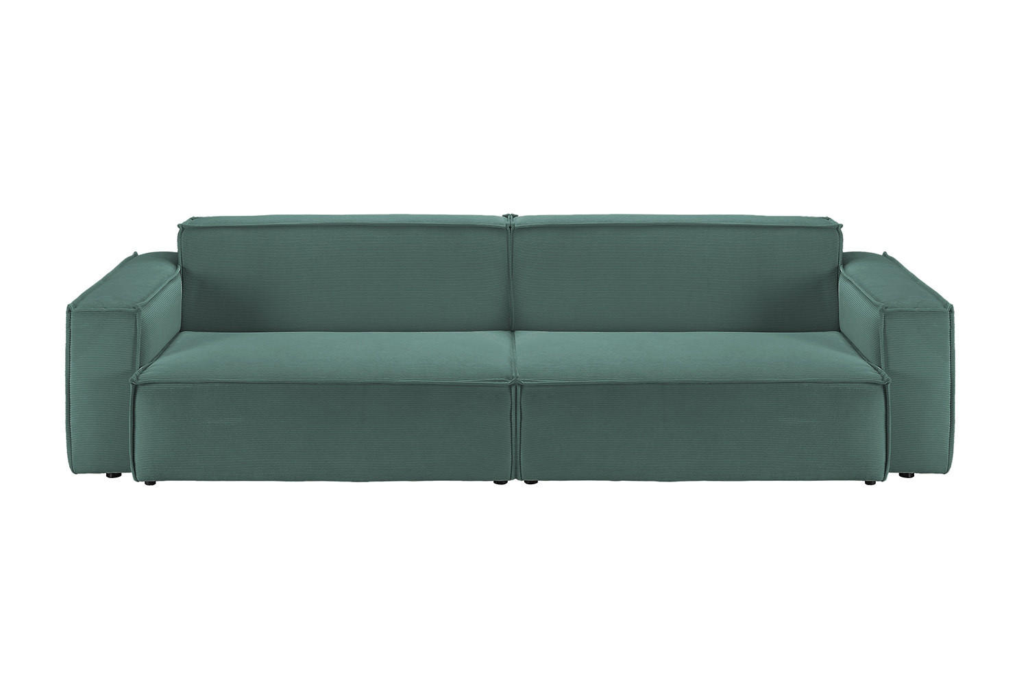 SOFA SAMU Dunkelgrün Cord - Dunkelgrün/Schwarz, Textil (266/72/106cm) - KAWOLA