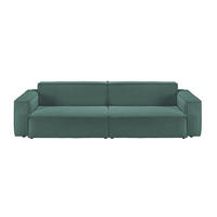 SOFA SAMU Dunkelgrün Cord - Dunkelgrün/Schwarz, Textil (236/72/106cm) - KAWOLA