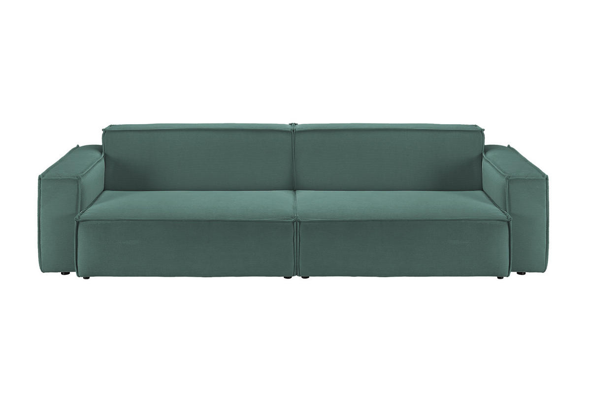 SOFA SAMU Dunkelgrün Cord - Dunkelgrün/Schwarz, Textil (236/72/106cm) - KAWOLA