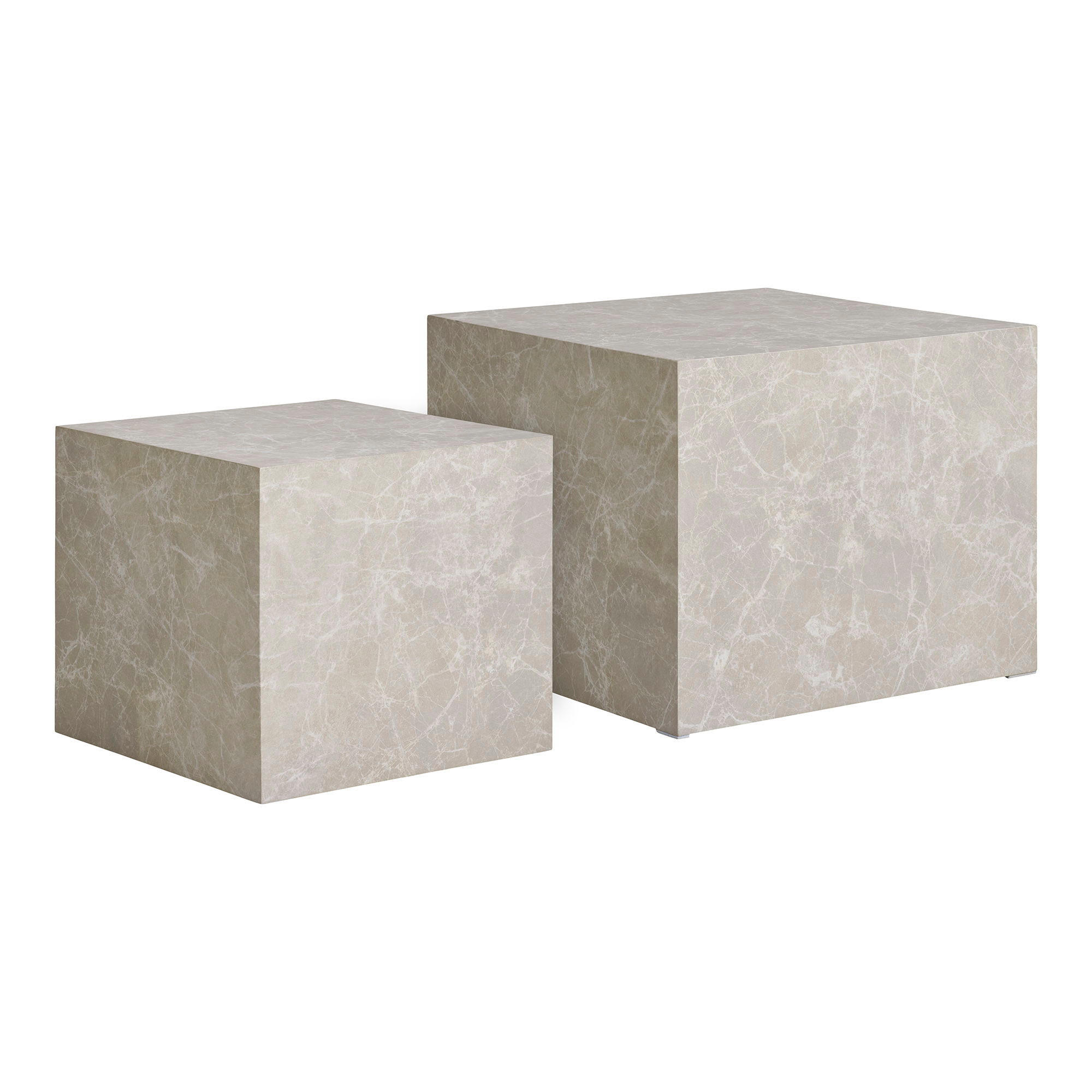 COUCHTISCH Set Marmor Optik - Hellgrau, Holzwerkstoff (50/50/40cm) - tinkaro