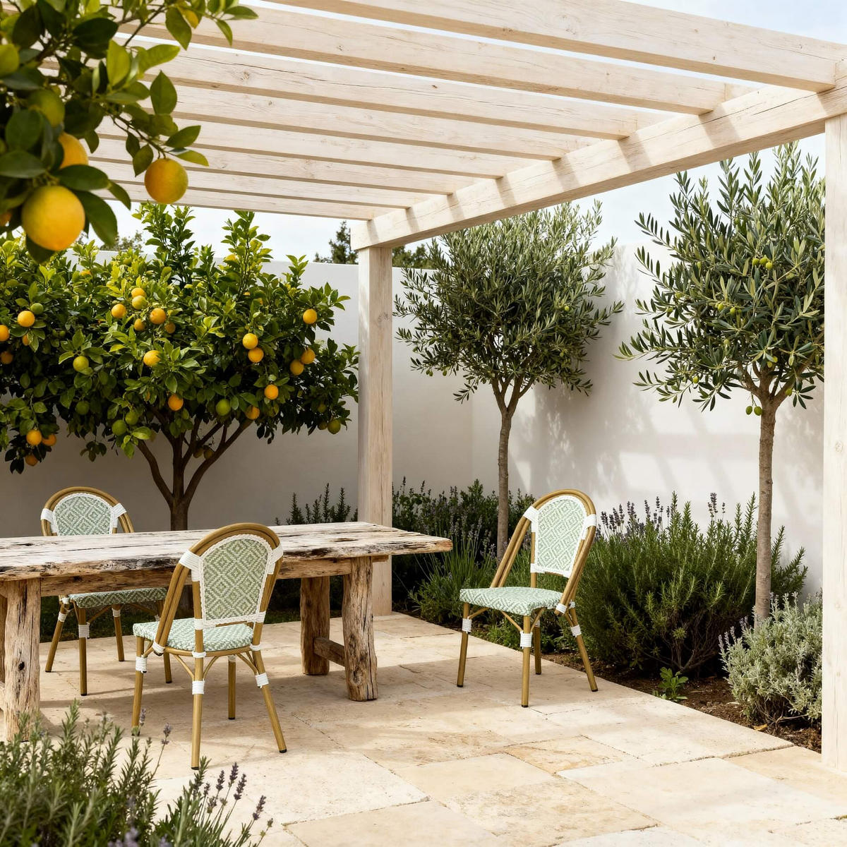 GARTENSTÜHLE Stapelbare Schefflera Weiß Grün 2er-Set - Braun, Metall (45/85/57cm) - Mobili Rebecca