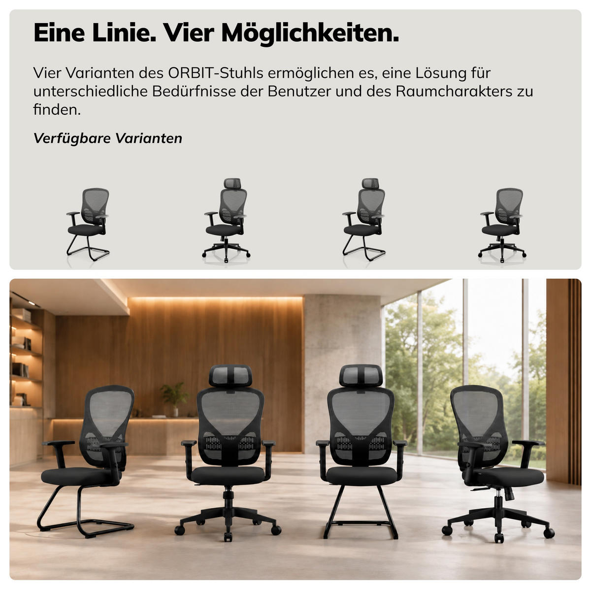 BÜROSTUHL ORBIT - Schwarz, Textil (52/109.5/47.5cm) - Jan Nowak