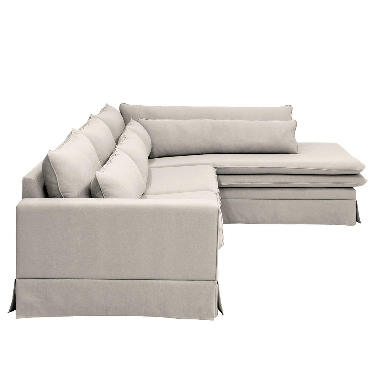 ECKSOFA mit Husse - Ottomane, Webstoff - Hellgrau/Schwarz, Kunststoff/Textil (299/222cm) - home24