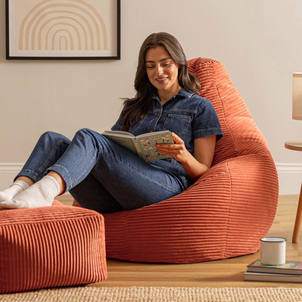 SITZSACK Dalton mit Hocker - Terracotta, Textil (82/76/82cm) - icon