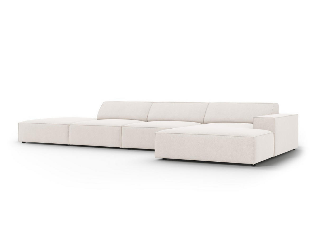 ECKSOFA rechts Jodie aus strukturiertem Stoff leichtes beige 5 Sitzplätze - Beige, Textil (166/341cm) - Micadoni