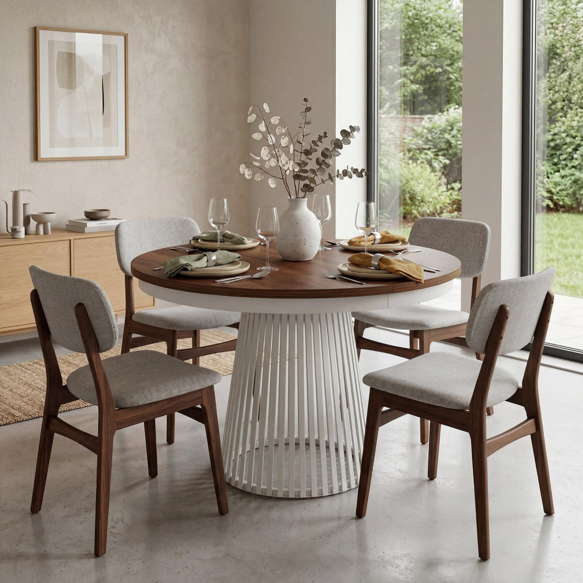 ESSTISCH TRAVIS Ausziehbar 100 - 180 / 100 x 76,6 cm - Weiß/Braun, Holz (100/100/76.6cm) - MASSENO