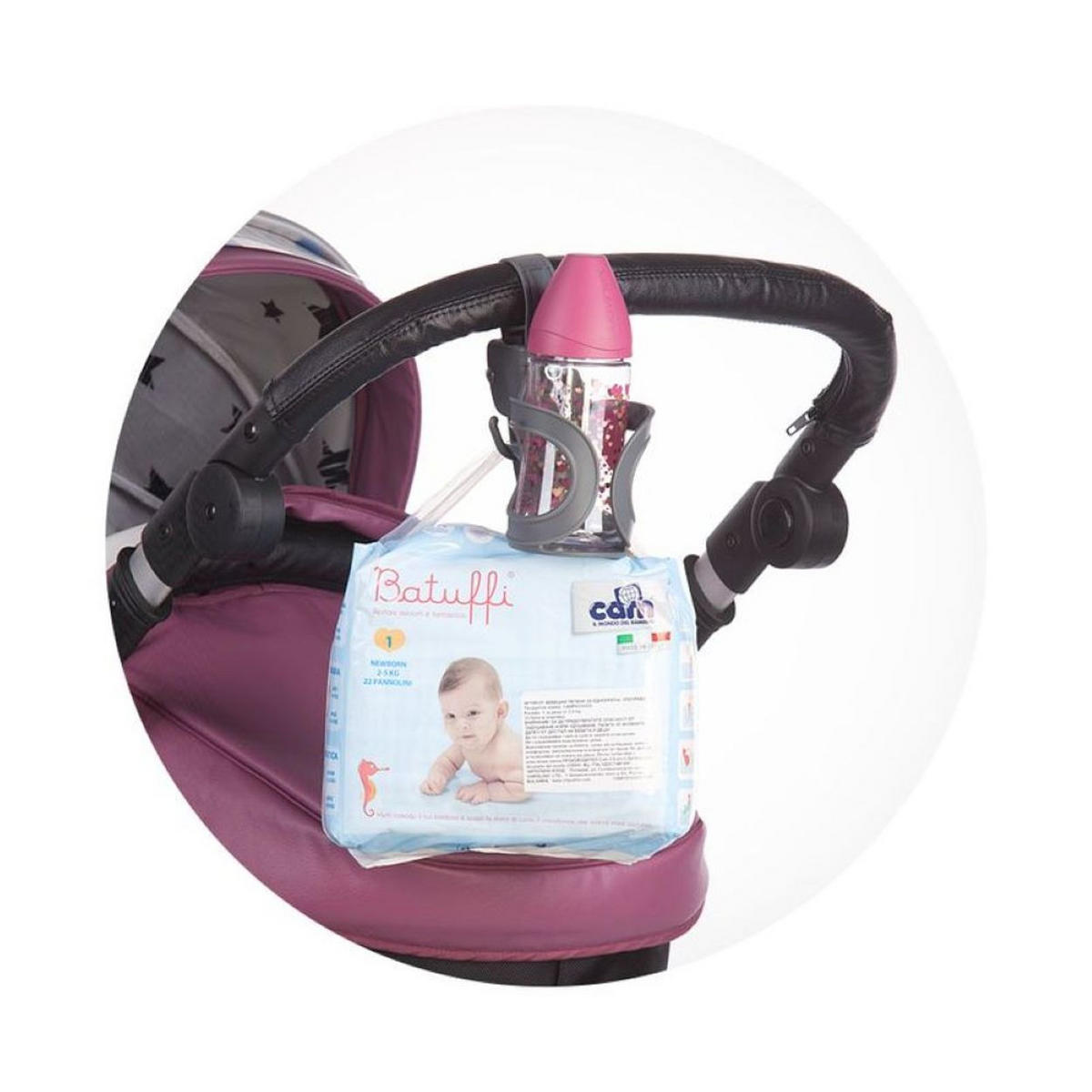 KINDERWAGENFLASCHENHALTER CUPH01701BL Getränkehalter, universell passend für Dreiräder und Kinderwagen - Schwarz, Kunststoff (7/14/7cm) - Chipolino