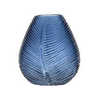GLASVASE Chelsea mit Blattdesign - Blau, Glas (15cm) - Ladelle