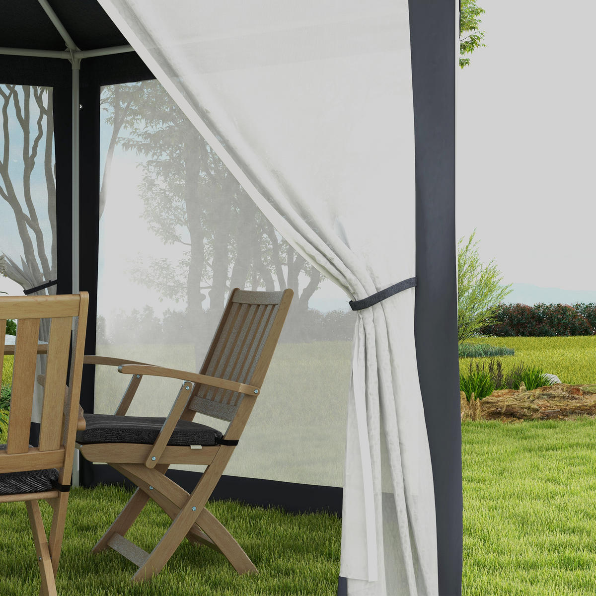 PAVILLON Polyester Metall Dunkelgrau - Dunkelgrau, Kunststoff/Metall (341.2/250/394cm) - Outsunny