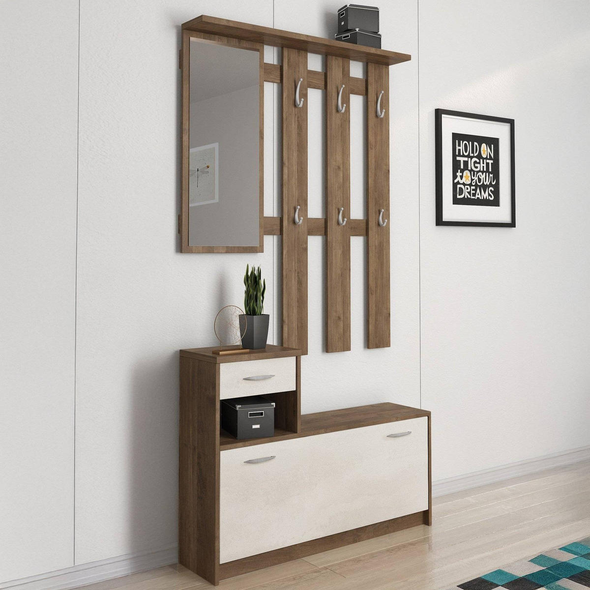 GARDEROBE Holz-Effekt Weiße Eiche 25x100h180 - Alteiche/Weiß, Holzwerkstoff (100/190/26cm) - DMORA