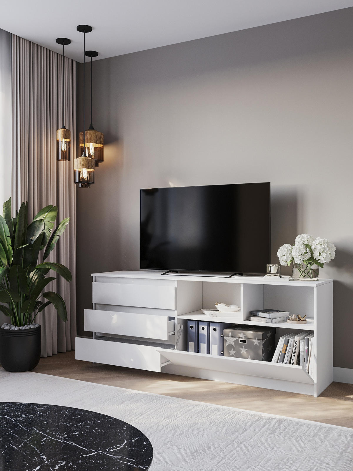 TV-LOWBOARD Weiß 175/70/43 - Weiß, Holzwerkstoff (175/70/43cm) - RAUMHIRSCH FURNITURE