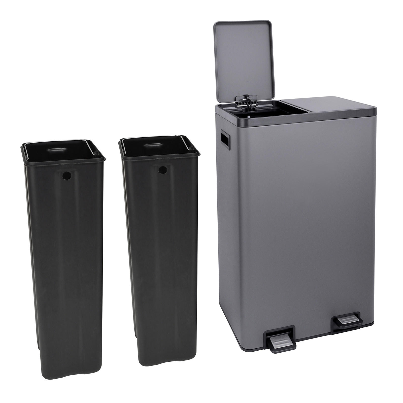 SVITA MÜLLTRENNSYSTEM TMH2X30 2x30L 2 Fächer Mülleimer Edelstahl Silber online entdecken ➤