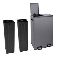 MÜLLTRENNSYSTEM TMH2X30 2x30L 2 Fächer Mülleimer Pulverbeschichteter Stahl Grau - Grau, Metall (47/72/32cm) - SVITA