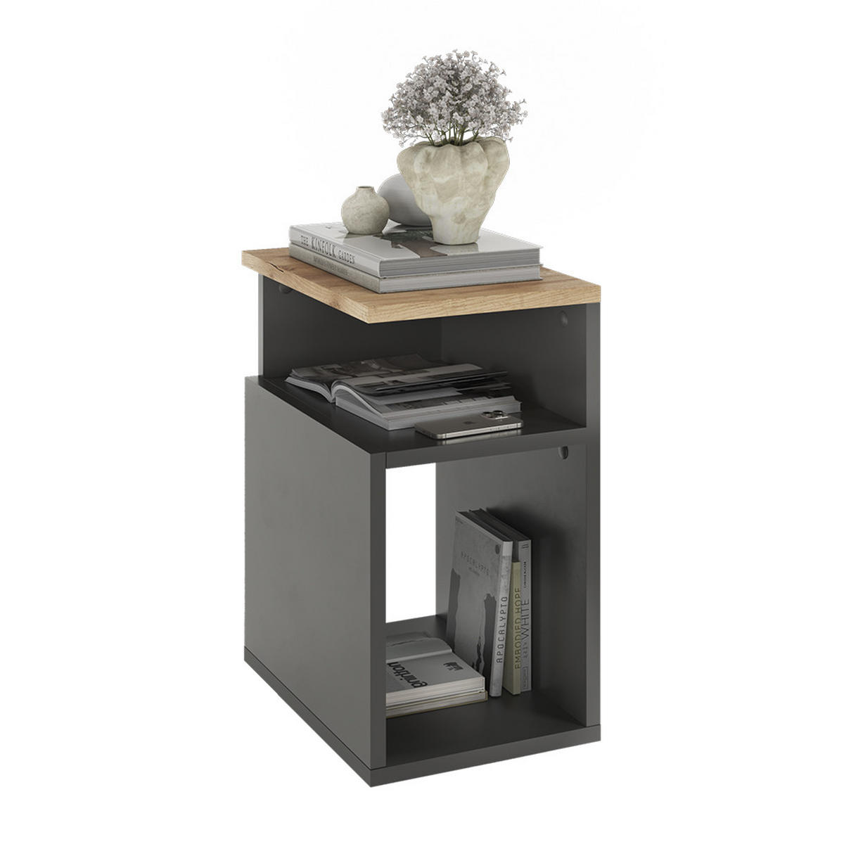 NACHTTISCH Elios Anthrazit/Goldkraft Eiche 25 x 65.3 cm - Honigeiche/Anthrazit, Holzwerkstoff (25/45.3/35cm) - Vicco