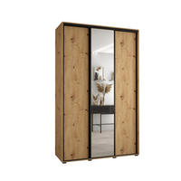 SCHWEBETÜRENSCHRANK 235,2/160/45 3-türig - Schwarz/Eiche Artisan, Holz/Metall (160/235/45cm) - Abiks Möbel