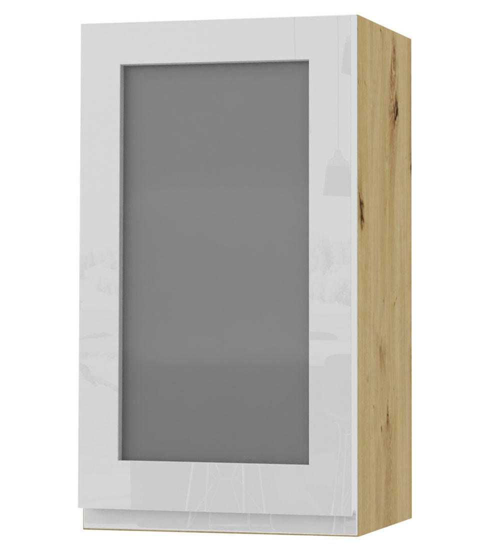 HÄNGESCHRANK Florence W2S/40 Eiche Artisan / RAL 9003 signalweiß HG 40 / 32,5 / 72cm - Türanschlag links - Weiß Hochglanz/Eiche Artisan, Holz/Holzwerkstoff (40/72/32.5cm) - Feldmann-Wohnen