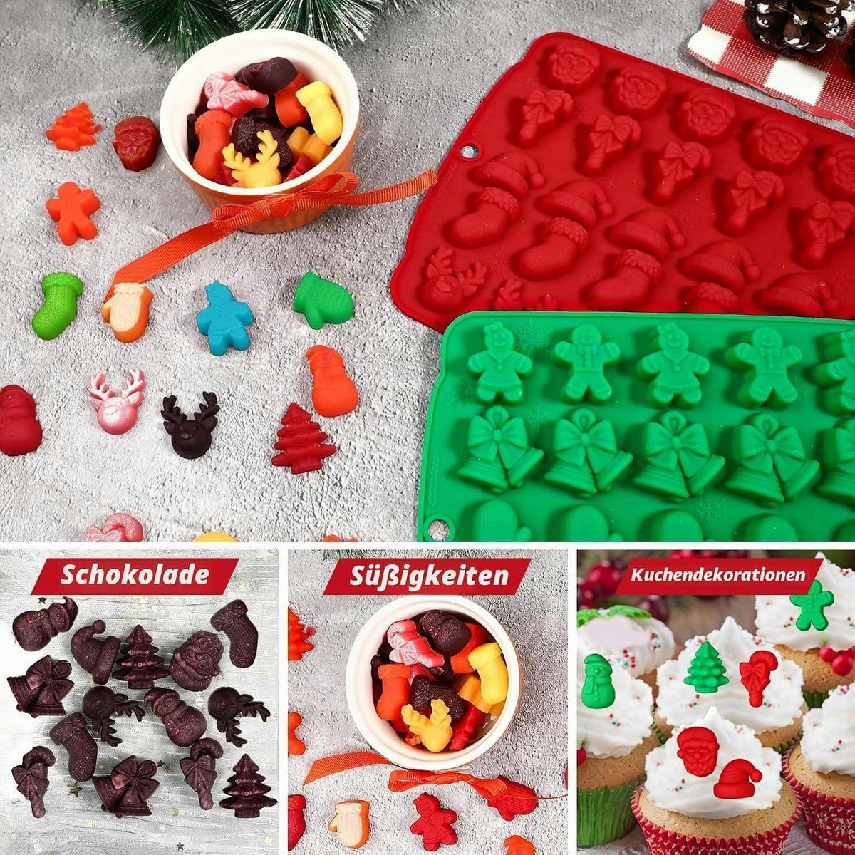 PRALINENFORM Weihnachten Silikon 2 Stück - Multicolor, Kunststoff
