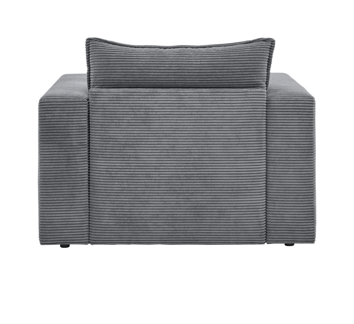 LOVESEAT Set grau Cord, Loungesessel inklusive Hocker - Beige/Grau, Holz/Kunststoff (110/83/161cm) - Furn.Design