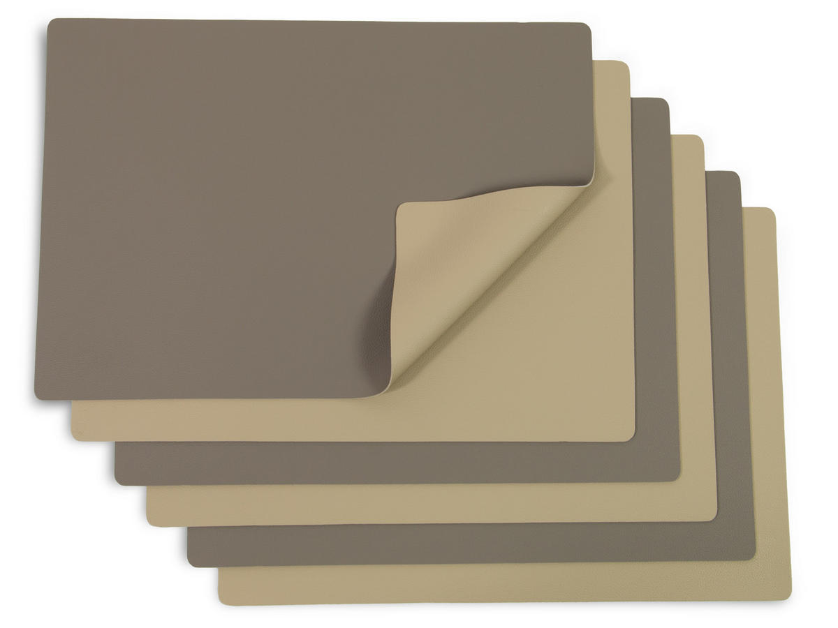 TISCHSET, 6er-Set, 30x42 cm, wasserdicht, aus PVC und Polyester, Braun - Taupe, Textil (42/30/1cm) - Zollner