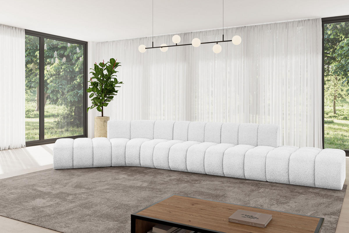 ECKSOFA modulares Sofa Solven-L2 - 471x174x70 cm Weiß - Weiß, Holzwerkstoff/Textil (471/174cm) - ALTDECOR
