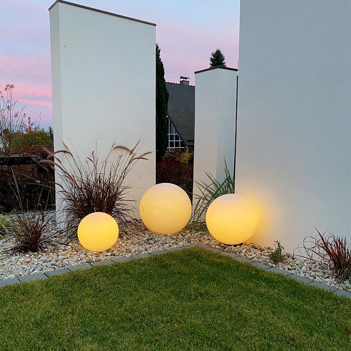 AUSSEN-KUGELLAMPE Globe Ø 50cm - Weiß, Kunststoff (50/50/50cm) - s.luce