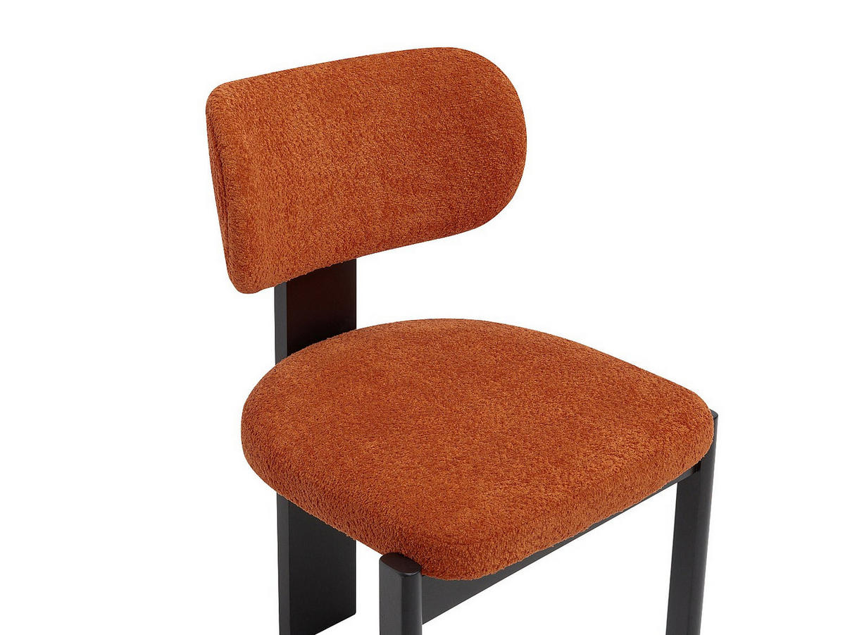 STUHL 2er-Set - Bouclé-Stoff & Kautschukholz - Schwarz & Terracotta - WILANA - Braun, Textil (56/85/60cm) - Vente-Unique