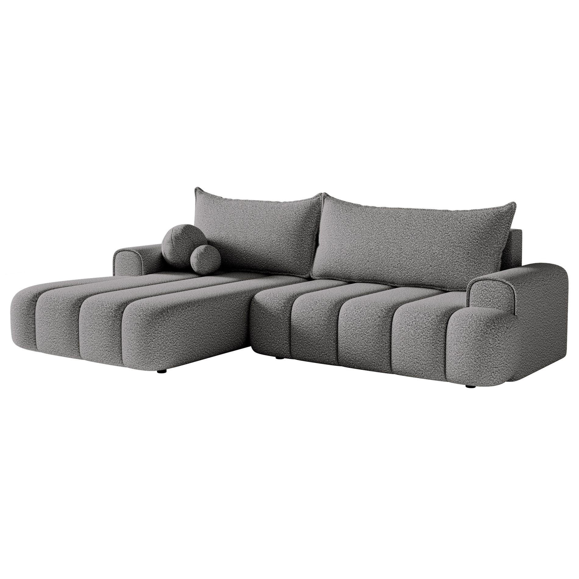 ECKSOFA Dandelino Grau mit Bouclé-Bezug, links - Schwarz/Grau, Kunststoff/Textil (275/168cm) - Selsey