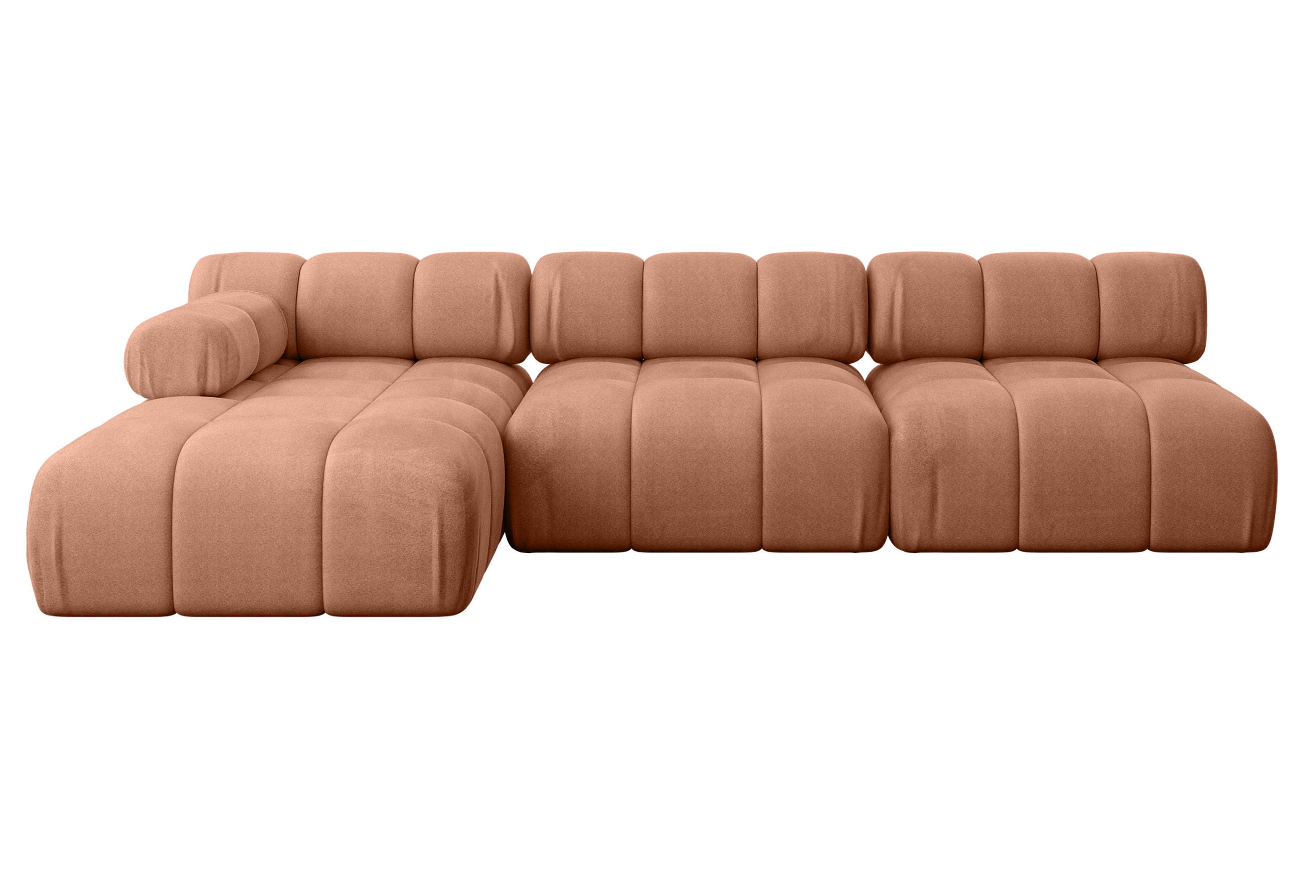 ECKSOFA modulares Sofa Razon-L2 - 285x160x70 cm Apricot Velours - Koralle, Holzwerkstoff/Textil (285/160cm) - ALTDECOR