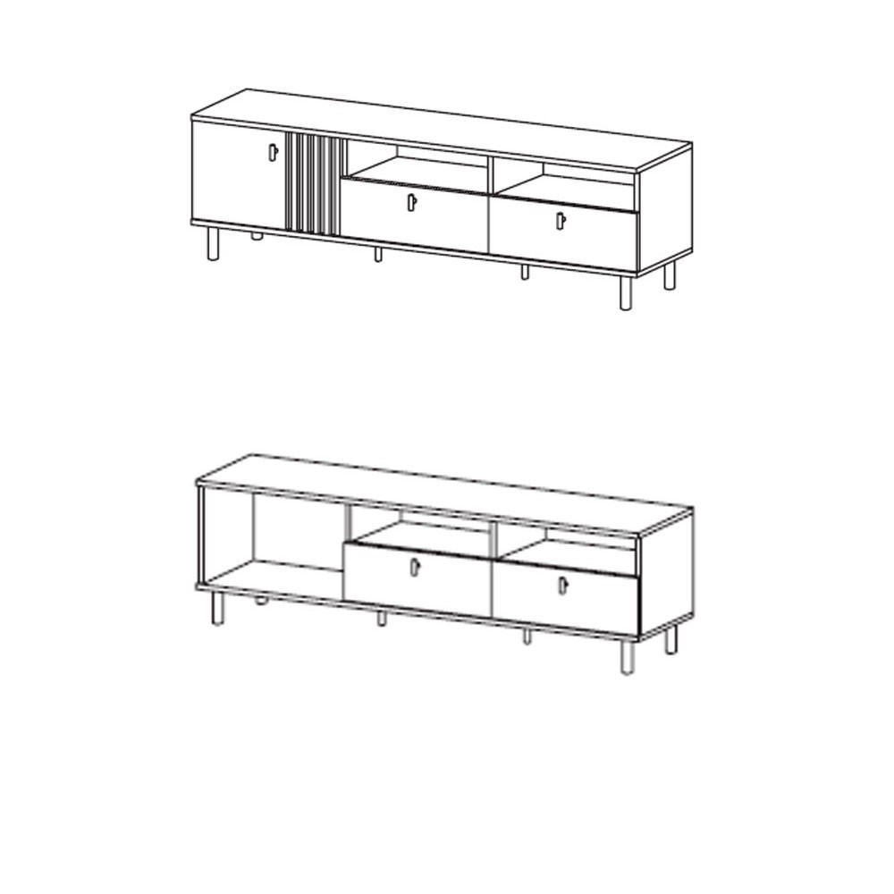 LOWBOARD Madis sand grange eiche / anthrazit 165,1 cm / 40 cm / 49,2 cm - Braun, Holz/Holzwerkstoff (165/49/40cm) - Feldmann-Wohnen