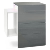 NACHTTISCH Queens Front in Grau Hochglanz - Grau, Holzwerkstoff (60/63/36cm) - Vladon