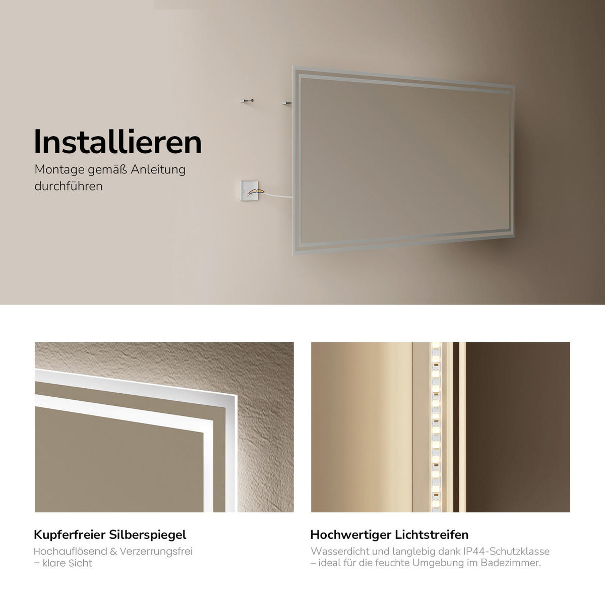 OGLINDA de baie cu LED-uri 100/60 cm - transparent, sticlă (100/60/3.5cm) - EMKE