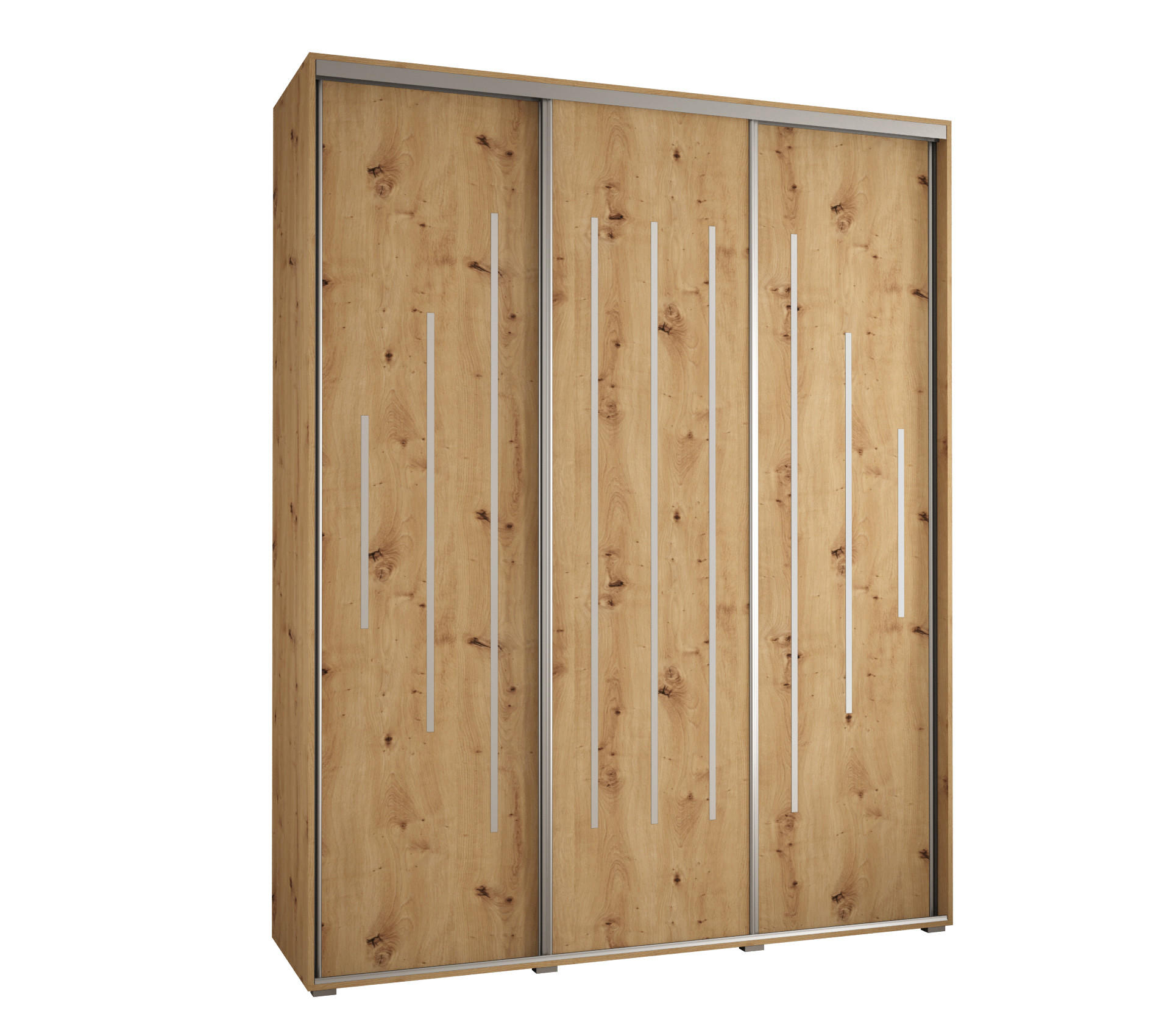 SCHWEBETÜRENSCHRANK 235,2/190/60 3-türig - Silberfarben/Eiche Artisan, Holz/Metall (190/235/60cm) - Abiks Möbel