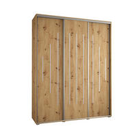 SCHWEBETÜRENSCHRANK 235,2/190/60 3-türig - Silberfarben/Eiche Artisan, Holz/Metall (190/235/60cm) - Abiks Möbel