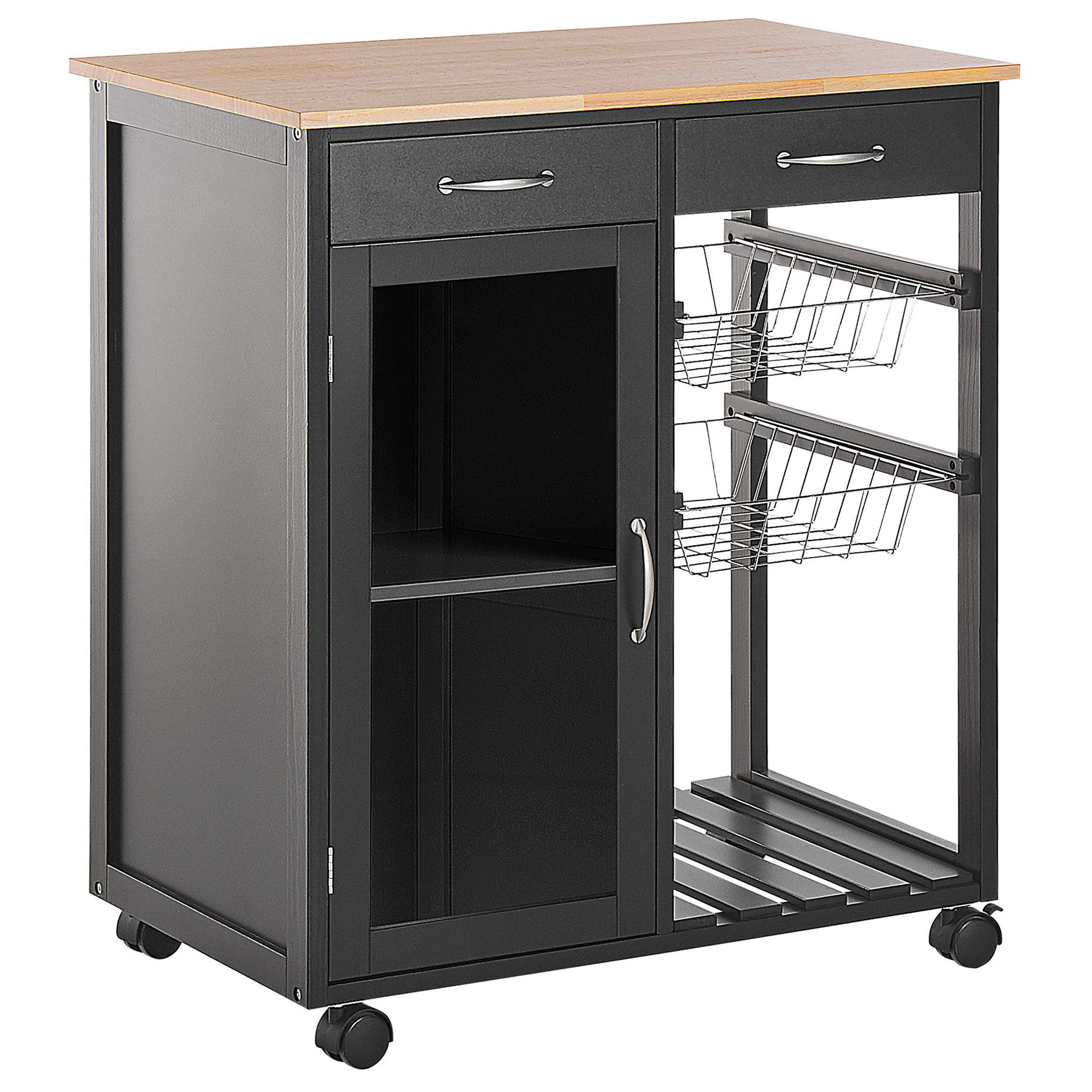 Beliani Servierwagen Schwarz, Braun 76x88x48 cm