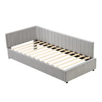 POLSTERBETT 90/200 cm Grau aus Samtstoff mit Lattenrost - Grau, Leder (90/200cm) - OKMYHOME