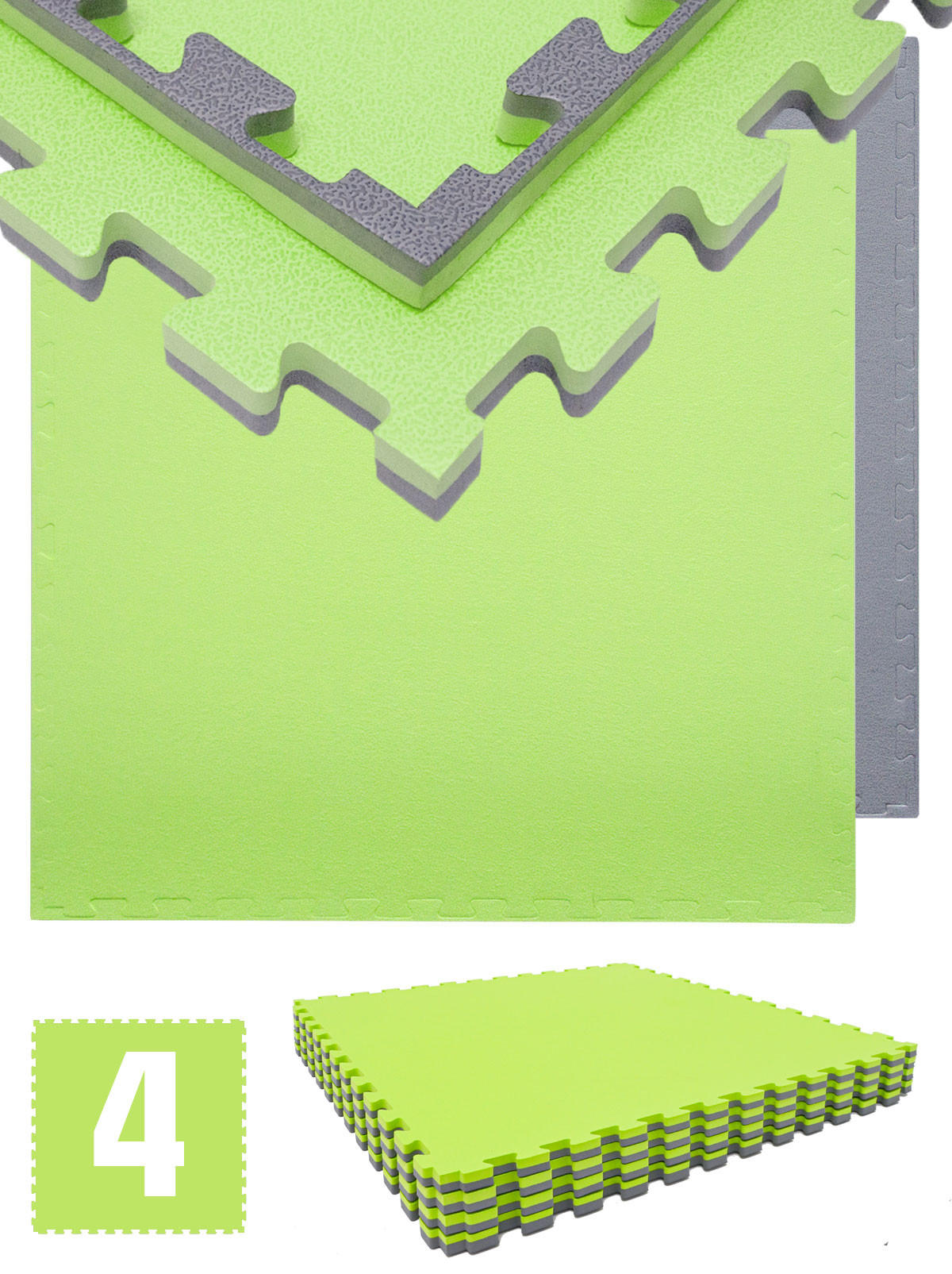 BODENSCHUTZMATTE 90x90x2 cm, Grün, 4er Set - Grün, Kunststoff (90/90/2cm) - eyepower